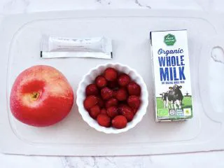 苹果蔓越莓奶昔,首先备齐做奶昔的食材。