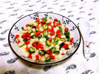 风味独特的 杂蔬炒珍珠丸子,丸子软糯，彩椒和秋葵脆爽，真的很美味哦~