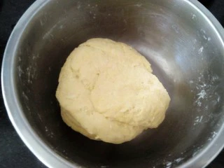 #地方特色小吃# 自制龙抄手,揉成面团,盖上保鲜醒半小时(如果面干可加少许少一起揉)