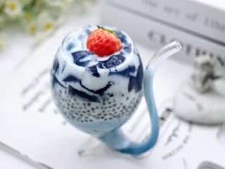 蓝蝴蝶奶冻西米露,高颜值又操作简单。