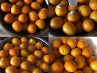 止咳化痰的金桔酱,金桔去蒂，放入盐水浸泡10分钟，清洗干净后沥干水分