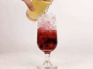 花看半开，酒饮微醺，是人生最好的状态,沿冰块倒入适量茉莉绿茶茶汤