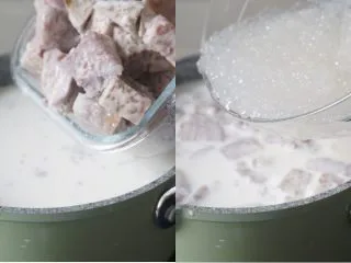 自制香芋西米露超好吃，甩糖水店几条街,10、最后加入香芋和西米，开火煮至糖融化，即可享受美味的糖水啦。