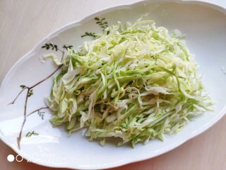 香辣粉丝包菜,包菜切成细丝，尽量切细一些好吃。