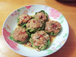 土豆肉末酿豆角,成品