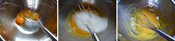 多图详解街头人气美食~~~葡式蛋挞,准备挞水,蛋黄加入面粉搅拌均匀,混合鲜奶,淡奶油,炼奶和糖入奶锅中,中小火加热,边搅拌边加热至砂糖溶解即可。