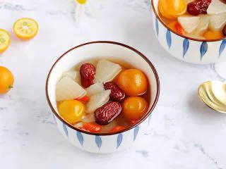 冰糖雪梨金桔饮,成品图。