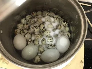 花胶莲子银耳糖水,鹌鹑蛋先煮熟,请忽略那几鸡蛋,其他用途哈!