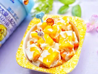 香甜爽滑的芒果牛奶布丁,香甜爽滑~