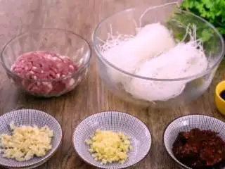 肉末粉丝煲最家常的做法,粉丝这样处理后,饱满又劲道,·食材· 肉末 200g、粉丝 300g、生抽 220ml、豆瓣酱 15g 葱 5g、姜 8g、蒜 8g、盐 1g