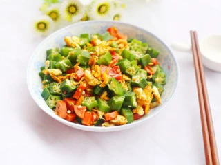 营养丰富的秋葵炒鸡蛋,营养丰富,简单易做。