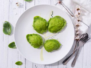豌豆苗树叶饺子,把美食吃出艺术感