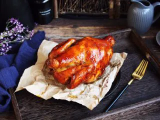 百变水果 新奥尔良风味雪梨烤鸡,成品图。