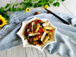 家常菜+爆炒蛏子,成品图