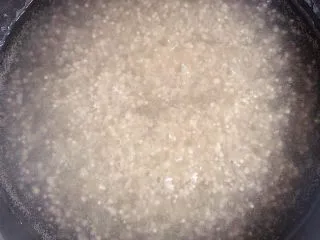 杨梅奶昔西米露,锅中烧水,放入西米,小火煮10分钟,需要用勺常搅动,避免糊锅。