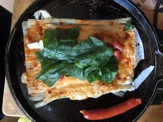 街边小吃一东北烤冷面,放肠