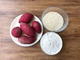 紫薯糯米丸子,食材合影
