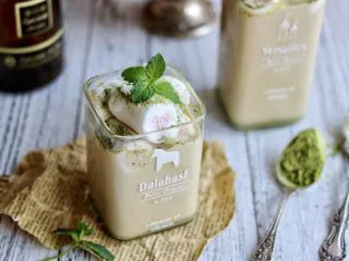 抹茶棉花糖奶茶,成品图