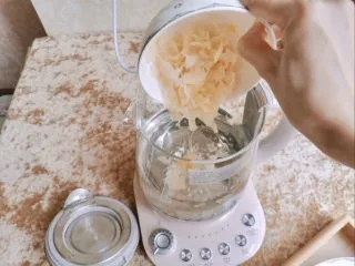 蔓越莓银耳羹简易养生壶版,银耳倒入养生壶