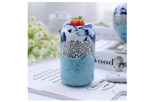 蓝蝴蝶奶冻西米露