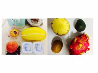 送你一杯好喝又美丽的思慕雪,准备好所需材料（我同时做了多个口味，所以准备的有点多）