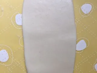 没错，高筋粉也能做蛋黄酥,将松弛后的面团用手按扁，用擀面杖擀成长舌状