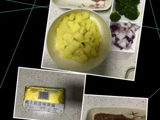 黑椒菲力牛排饭之情侣约会西餐,备齐所用材料