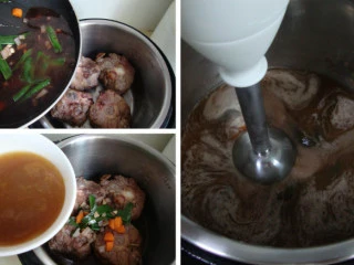 潘普洛纳炖牛尾 ,做好的料汁倒入高压锅里，浓汤宝用热水化开后也倒里面，压制40分钟