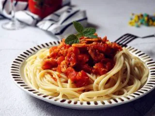 磷虾番茄意大利面,一个人的早餐