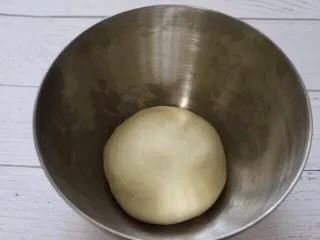 圣诞雪花豆沙包,用手揉好面团后，放入器皿里进行一发。