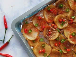香辣孜然土豆片烤箱版,成品