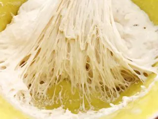 波兰种——香葱肉松手撕面包,波兰种材料混合均匀盖上保鲜膜放入冰箱冷藏发酵一晚,撕开里面全是密集的小孔即可