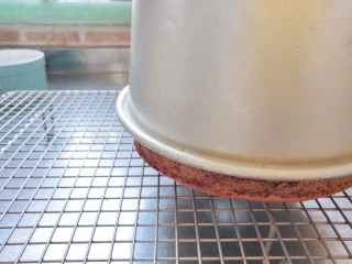 摩卡大理石纹戚风,烤箱上下火120度中层低温烘烤30分钟，再转150度10分钟定型，出炉震一下马上倒扣冷却