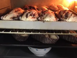 豆沙扭扭面包,烤箱发酵档,底部放一碗热水,发酵60分钟。