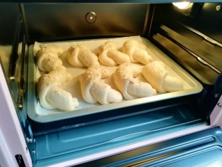 燕麦全麦羊角包,送入预热好的烤箱。