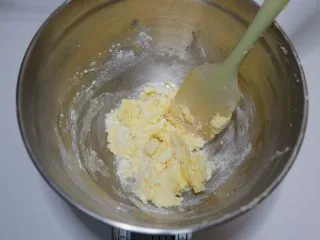 咸香芝士曲奇饼干,用刮刀先拌一下。