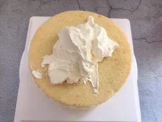 汪汪队生日蛋糕,在放上一片蛋糕胚，上面抹上奶油