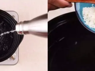 早上喜欢热乎乎的粥么……,砂锅倒入适量水，倒入粳米