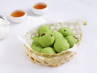 抹茶蔓越莓麻薯,成品图。