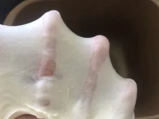 佛系养生黑芝麻辫子面包,第六步:出现厚膜就准备加入黄油