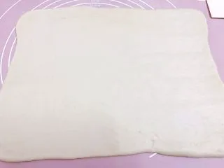 波兰种——香葱肉松手撕面包,取出面团排气后擀成长方形面片