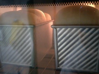 超软拉丝北海道土司(2个),烤箱上火140°,下火220°,烤半个小时。