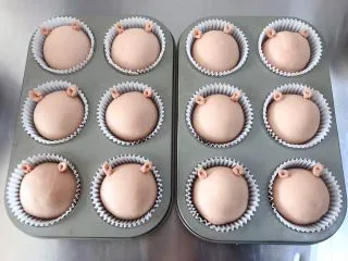 猪猪椰蓉小面包,发酵好的面团取出，可以蘸一点点水，把小耳朵粘上去。