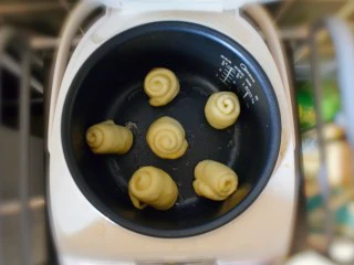 奶香葡萄干小面包（电饭锅版）,将做好的放入电饭锅中，盖上盖子。