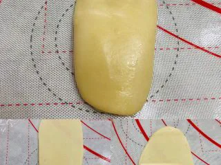 酥到掉渣的豆沙蛋黄酥,你要来一个吗?,松弛好的面团再次按扁,擀长,卷起。