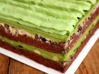 红豆抹茶巧克力慕斯,成品图。