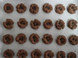 巧克力豆玛格丽特饼干,剩下的面团也依次操作(烤箱预热150度)