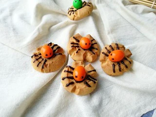 万圣节蜘蛛饼干,橙蜘蛛。