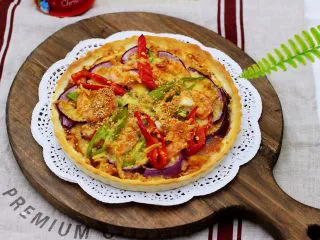 海虾杂蔬披萨,完美的早餐,做下午茶也是棒棒滴。