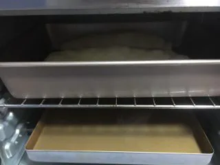 最爱面包➕新疆三果大列巴,放入烤箱进行第二次发酵，我的烤箱没有发酵功能但是不影响发酵，烤箱下边放一盘开水（我换了2次开水），静置发酵约40分钟～60分钟左右。